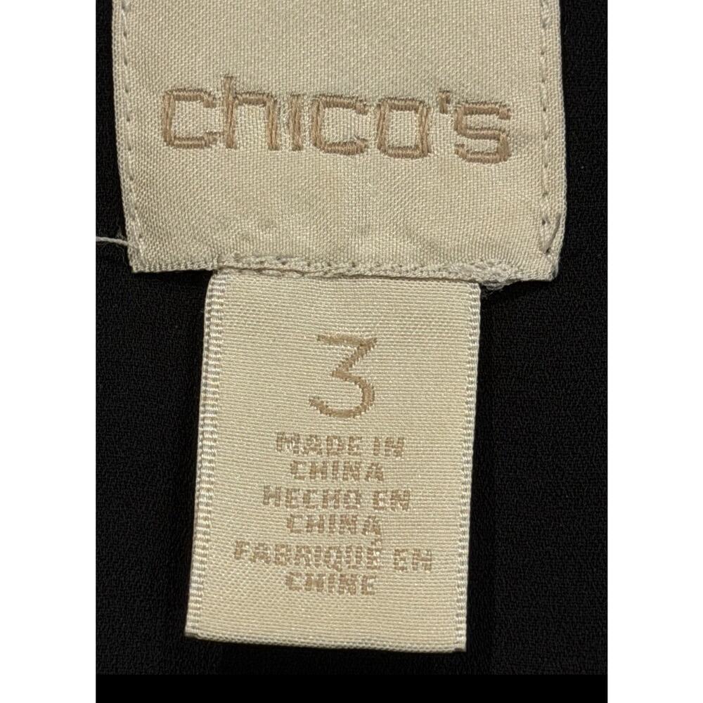 Chico’s Black Tunic Too W/ Multicolor Floral Embroidery Size XL Sheer Overlay - Picture 11 of 14